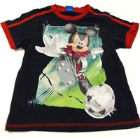 Tmavomodro-červené tričko s Mickey Mousem zn. George