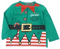 Zeleno-červeno-bílé vánoční triko - elf zn. F&F