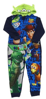 Modro-tmavomodro-zelená fleecová kombinéza s Toy Story a kapucí zn. George
