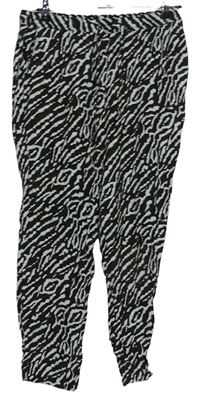Dámské černo-bílo-hnědé vzorované volné kalhoty zn. Papaya 