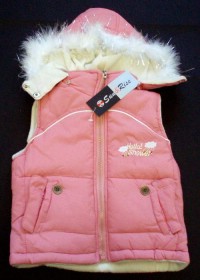 Outlet - Růžová šusťáková zateplená vesta s kapucí