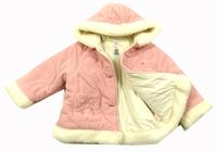 Růžovo-bílý fleecový zateplený kabát s kapucí zn. TU 