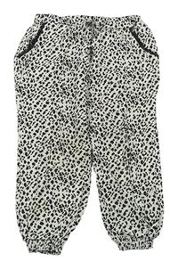 Bílo-černé lehké kalhoty s leopardím vzorem zn. Primark