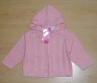 Outlet - Růžový propínací svetřík s kapucí