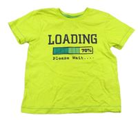 Limetkové tričko s nápisy zn. Kids