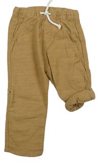 Hnědé plátěné roll-up kalhoty zn. H&M