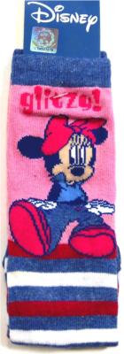 Nové - Růžovo-pruhované ponožky s Minnií zn. Disney vel. 31-36