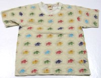 Béžové tričko s barevnými slony