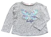 Šedé melírované úpletové triko s motýlkem zn. Y.d