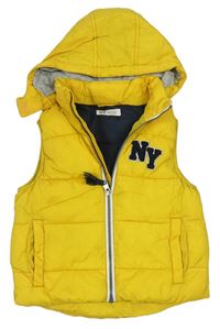 Žlutá šusťáková zateplená vesta s kapucí zn. H&M