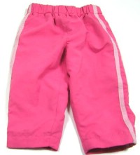 Růžové šusťákové oteplené kalhoty