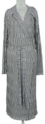 Dámské černo-bílé vzorované zavinovací šaty s páskem zn. Zara 