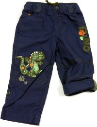 Outlet - Modré plátěné rolovací kalhoty s dinosaurem zn. TU