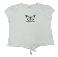 Bílé crop tričko s motýlem zn. F&F