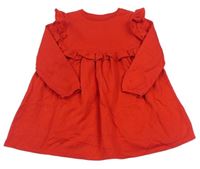 Červené teplákové šaty s volánky zn. F&F