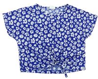 Tmavomodré květované crop tričko zn. Zara