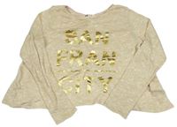 Béžové třpytivé úpletové crop triko s nápisy zn. H&M