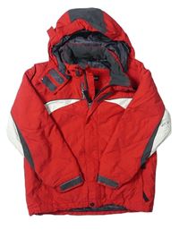 Červená šusťáková lyžařská bunda s kapucí 
