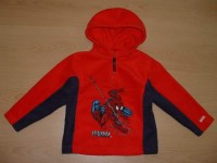 Červeno-modrá fleecová bundička s kapucí a se Spidermanem