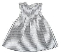 Bílo-tmavomodré pruhované bavlněné šaty s hvězdami zn. Topolino