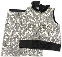 Bílo-černá vzorovaná halenka s límečkem + sukně zn. River Island