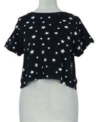 Dámské černé hvězdičkované crop tričko zn. Primark