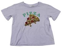 Lila crop tričko s pizzou z flitrů zn. H&M