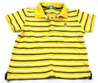 Žluto-černo-bílé polo pruhované tričko 