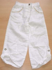 Bílé lněné kalhoty s kytičkami zn. Next