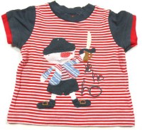 Červeno-bílo-modré pruhované tričko s pirátem zn. Mini Mode