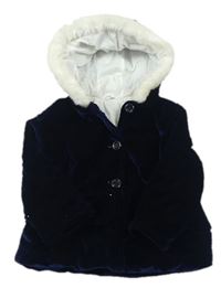 Tmavomodrá sametová zateplená bunda s kapucí zn. M&Co.