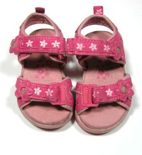 Růžové kožené sandálky s kytičkami zn. Cherokeee vel. 23