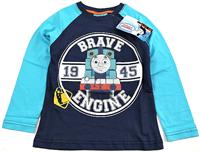Nové - Tmavomodro-tyrkysové triko s Thomasem