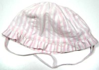 Růžový pruhovaný plátěný klobouček