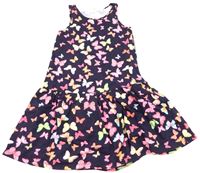 Tmavomodro-barevné šaty s motýlky zn. H&M