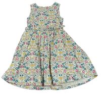 Smetanové květované plátěné šaty s páskem zn. John Lewis