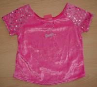 Růžové sametové tričko s flitříky a srdíčkem zn. Barbie