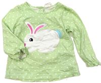 Limetkové puntíkaté triko s králíčkem zn. H&M