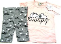 Outlet - 2set - Růžové tričko+šedé 3/4 leínky se Snoopym