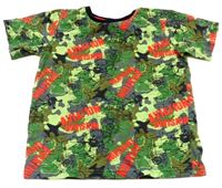 Army zeleno-šedo-červené tričko s nápisy zn. TU 