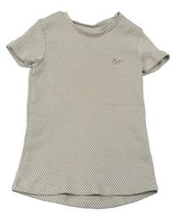 Béžovo-bílé vzorované tričko s výšivkou zn. Matalan