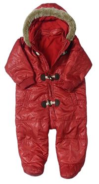 Červená šusťáková zimní kombinéza s kapucí zn. M&S