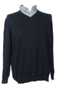 Pánský černý svetr s košilovým límečkem zn. George 