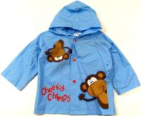 Outlet - Modrá pláštěnka s kapucí a opičkou