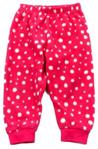 Růžovo-bílé fleecové puntíkaté pyžamové kalhoty zn. Early Days