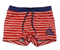 Červeno-modré pruhované nohavičkové plavky s plachetnicí zn. Mothercare