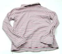 Růžovo-šedé pruhované triko s rolákem zn. Cherokee 