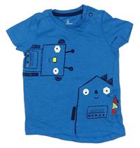 Modré tričko s roboty zn. Mothercare