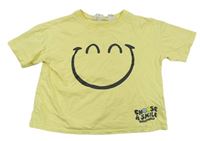 Žluté crop tričko se smajlíkem zn. H&M