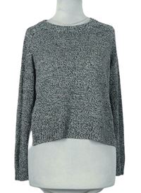 Dámský černo-bílý melírovaný crop svetr zn. H&M